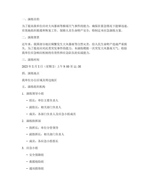 遇大风暴雨的应急演练方案