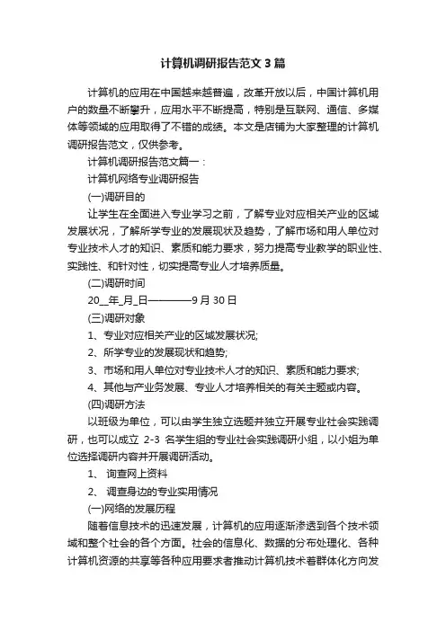 计算机调研报告范文3篇
