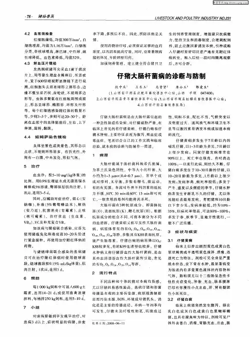 仔猪大肠杆菌病的诊断与防制