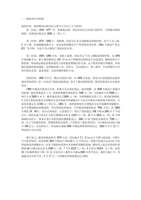 棉花的历史价格