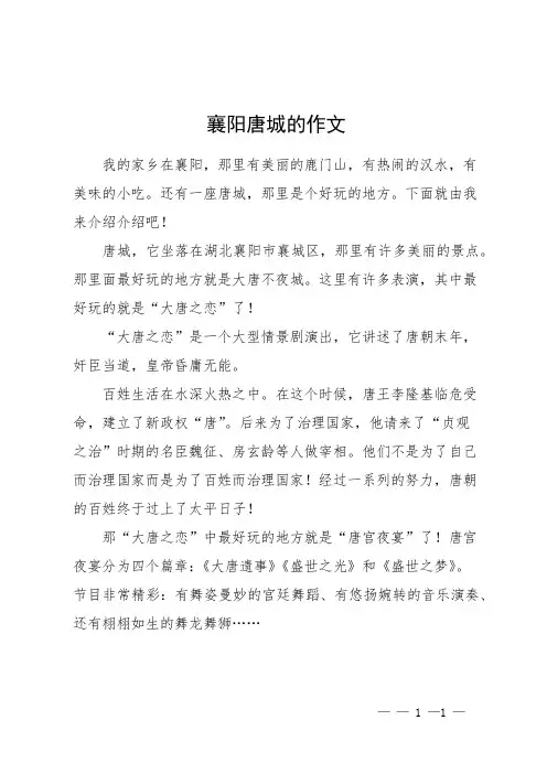 襄阳唐城的作文