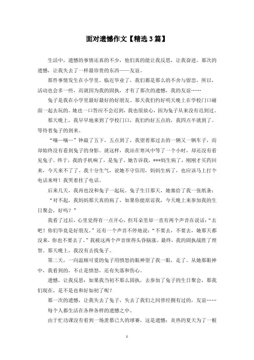 精选面对遗憾作文【3篇】