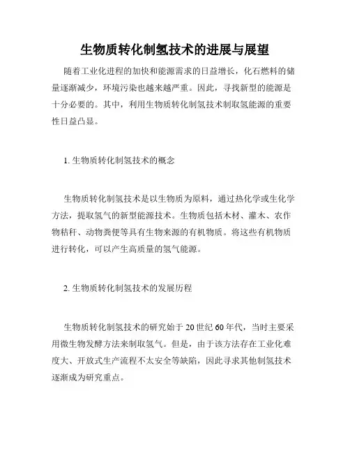 生物质转化制氢技术的进展与展望
