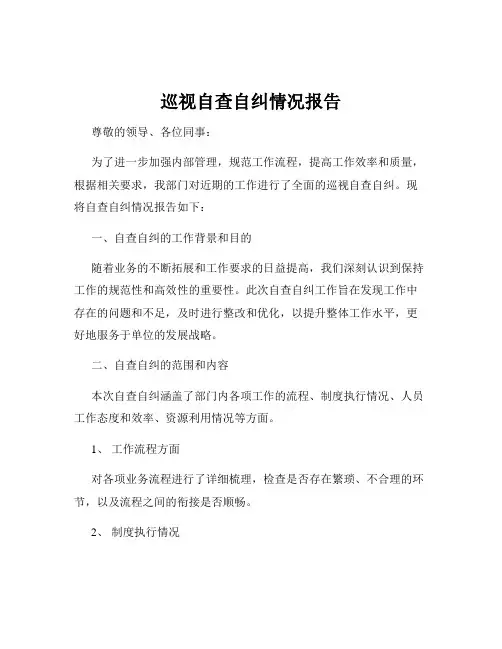 巡视自查自纠情况报告