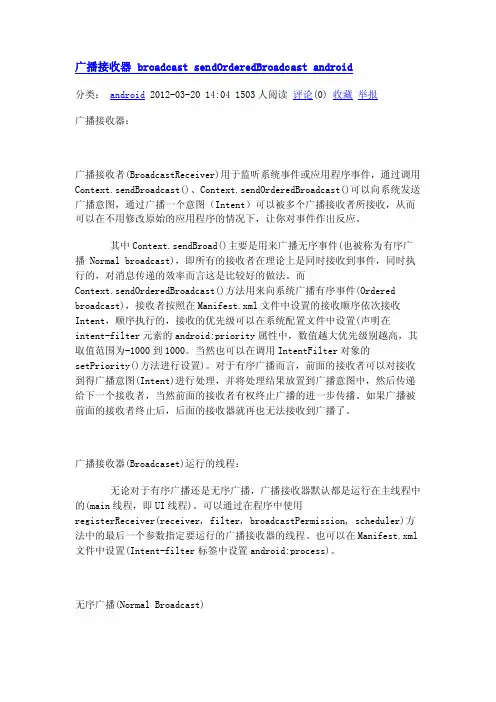 广播接收器sendOrderedBroadcast