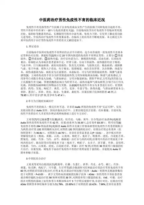 中医药治疗男性免疫性不育的临床近况