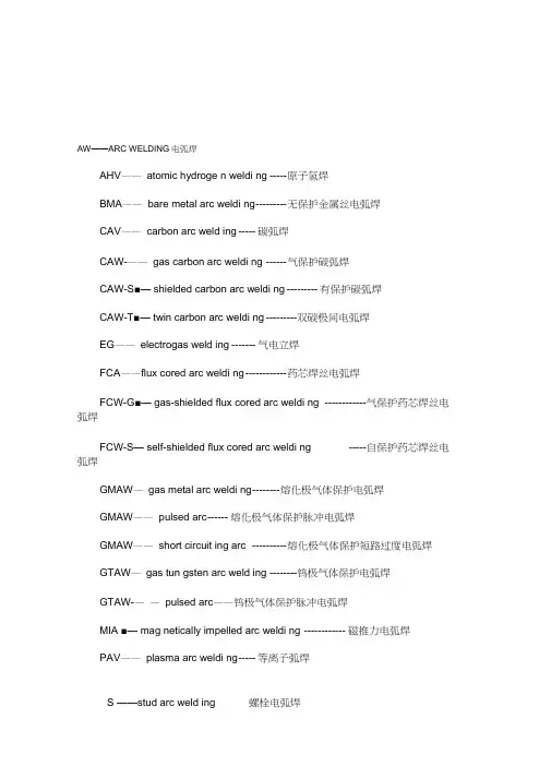常用焊接英语翻译