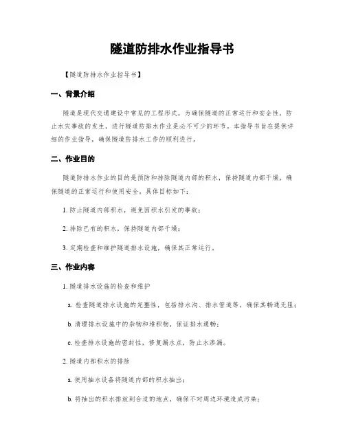 隧道防排水作业指导书