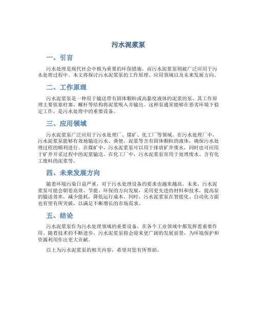 污水泥浆泵