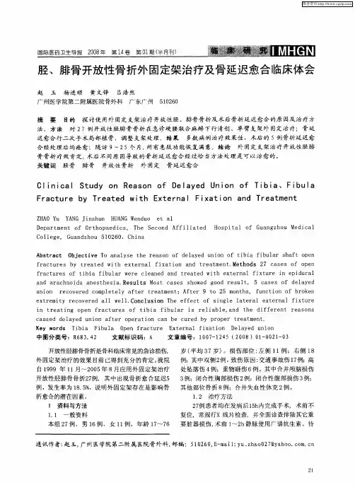 胫、腓骨开放性骨折外固定架治疗及骨延迟愈合临床体会