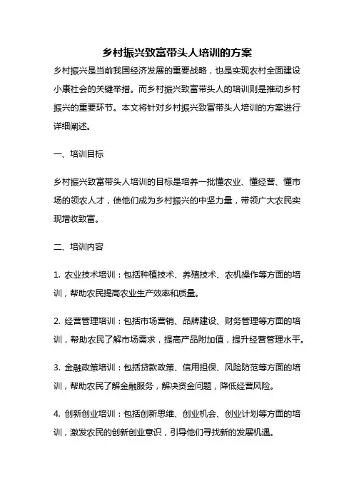 乡村振兴致富带头人培训的方案