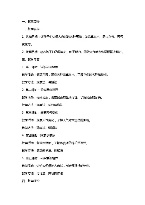 探究大自的奥秘——美丽的大自然幼儿园大班教案