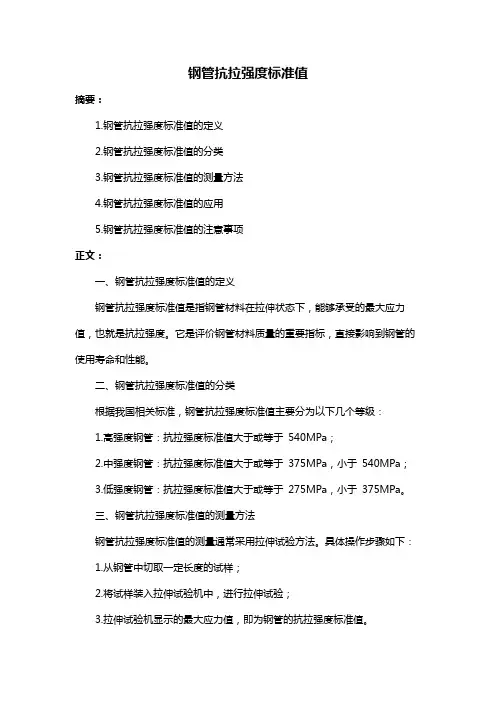 钢管抗拉强度标准值
