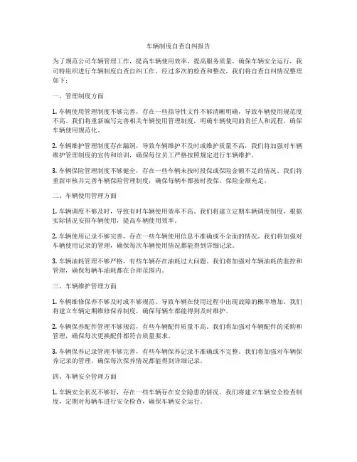车辆制度自查自纠报告