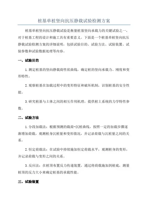 桩基单桩竖向抗压静载试验检测方案