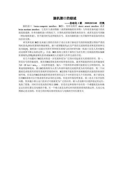 脑机接口的描述和综述