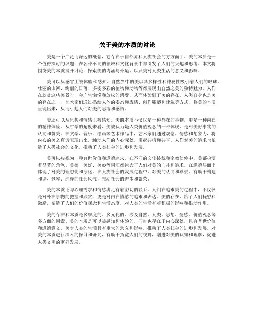 关于美的本质的讨论