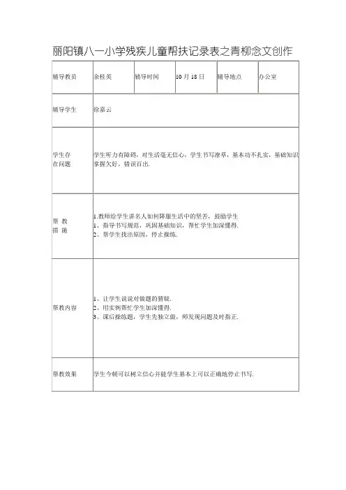 残疾儿童帮扶记录表