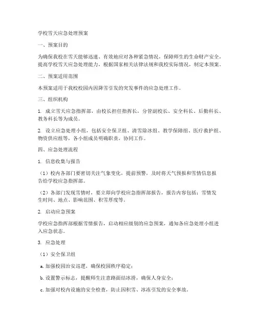 学校雪天应急处理预案
