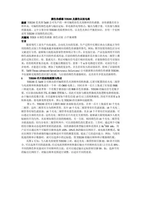 颜色传感器TCS230及颜色识别电路