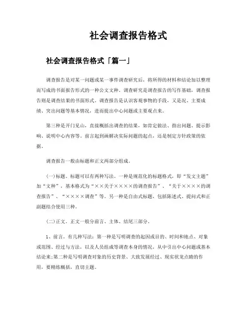 社会调查报告格式