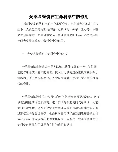 光学显微镜在生命科学中的作用