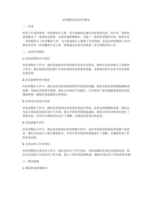 扶贫整治自查自纠报告