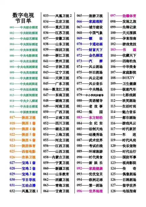 数字电视：节目单