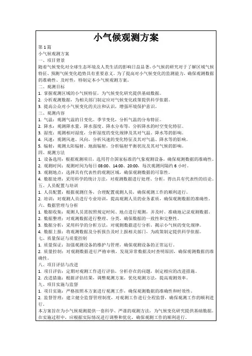 小气候观测方案