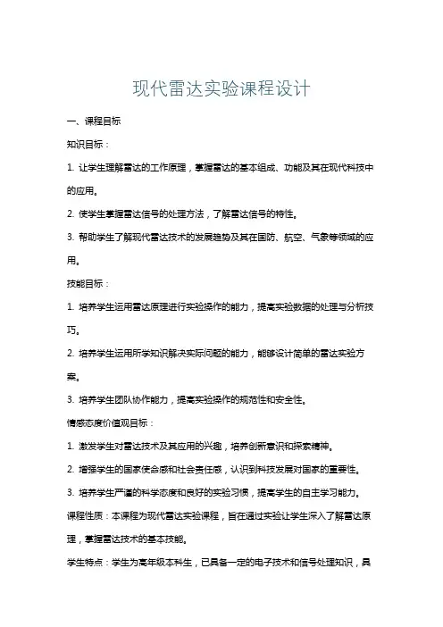 现代雷达实验课程设计