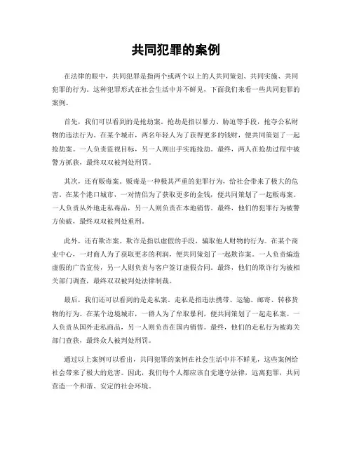 共同犯罪的案例
