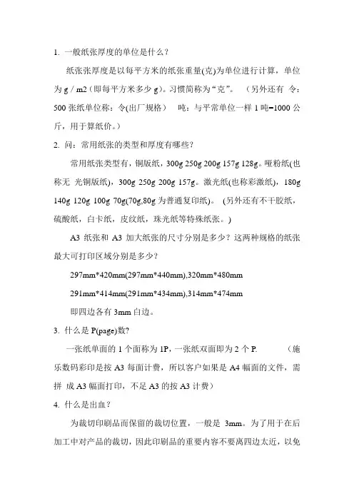 常见快印基础知识问答