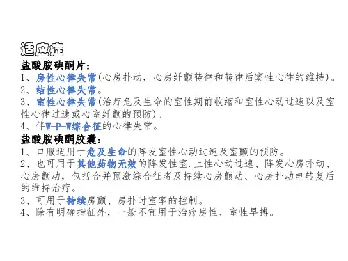 胺碘酮适应症和禁忌症