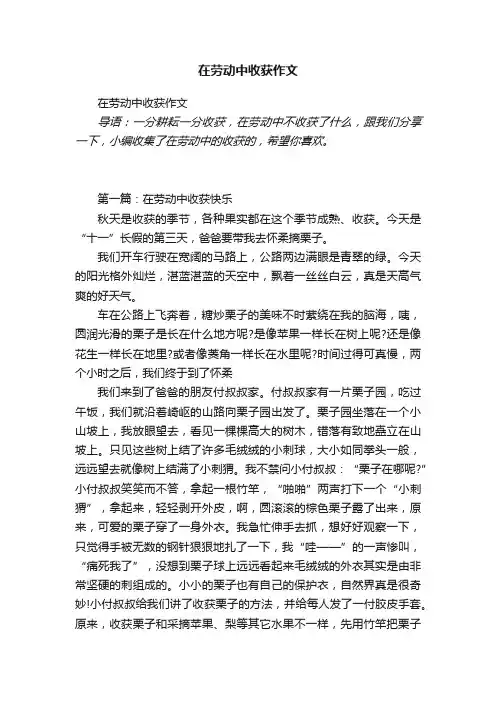 在劳动中收获作文
