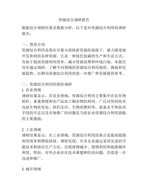 资源综合调研报告