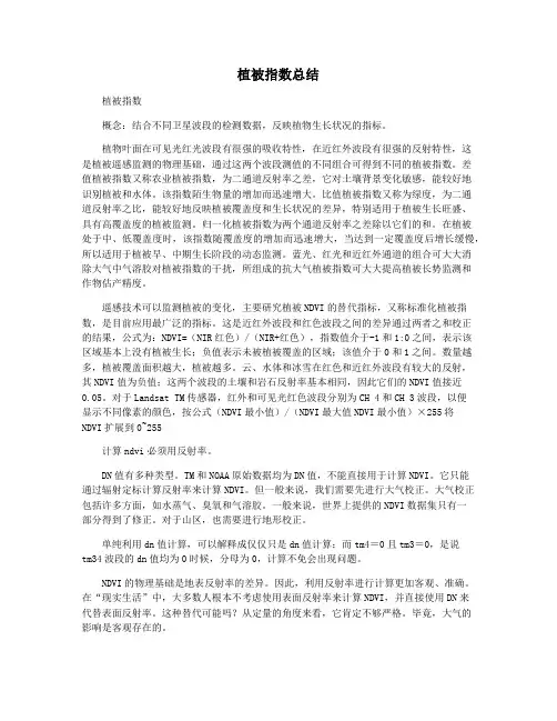 植被指数总结