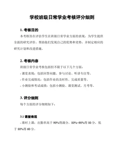 学校班级日常学业考核评分细则