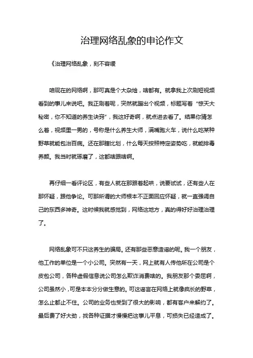 治理网络乱象的申论作文