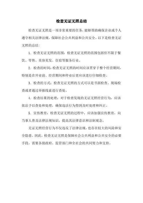 检查无证无照总结