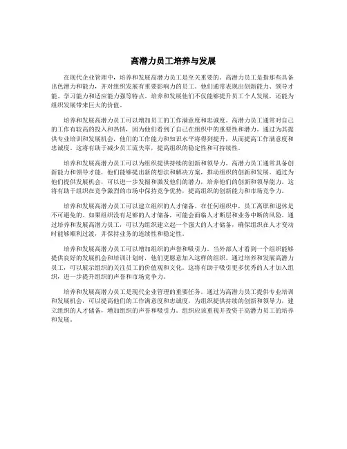高潜力员工培养与发展