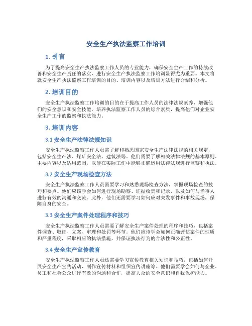安全生产执法监察工作培训
