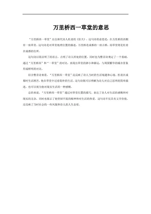 万里桥西一草堂的意思