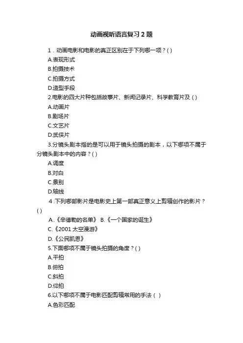 动画视听语言复习2题