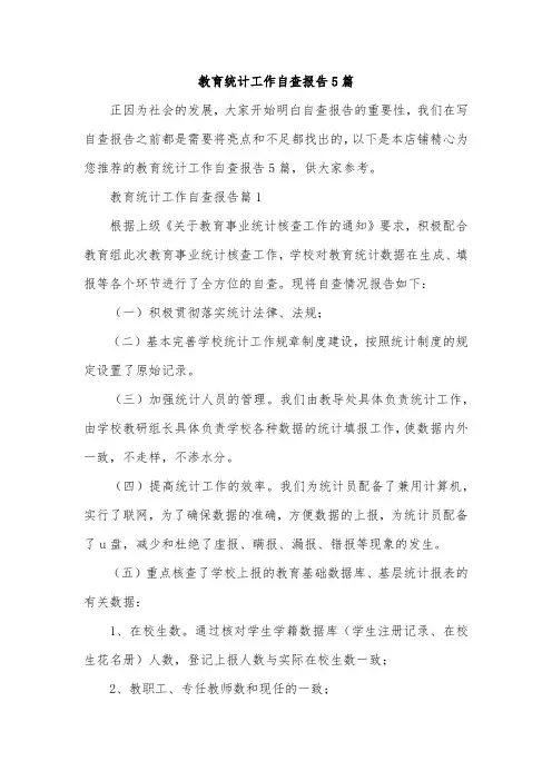 教育统计工作自查报告5篇
