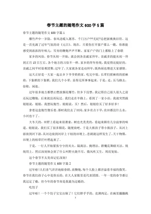春节主题的随笔作文600字5篇
