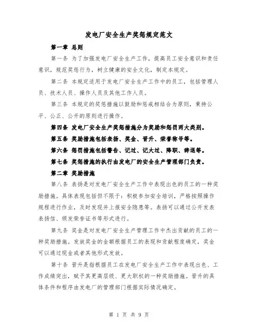 发电厂安全生产奖惩规定范文(4篇)