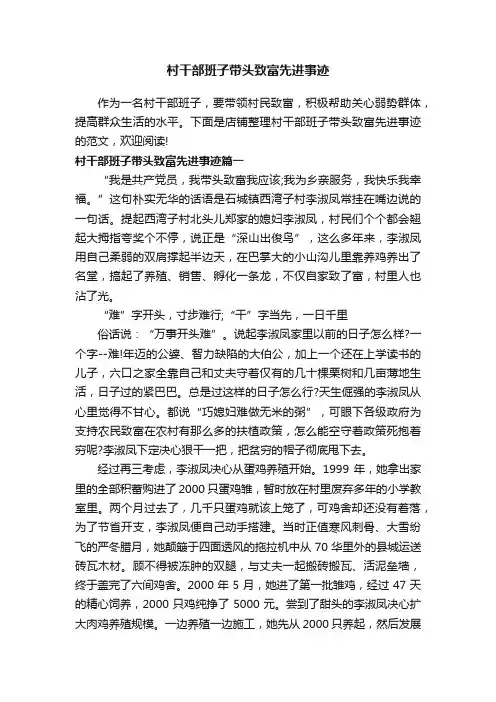 村干部班子带头致富先进事迹