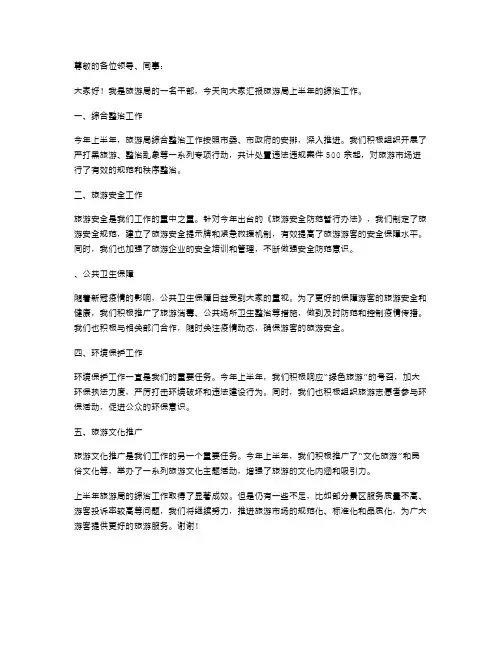 旅游局上半年综治工作述职报告范文