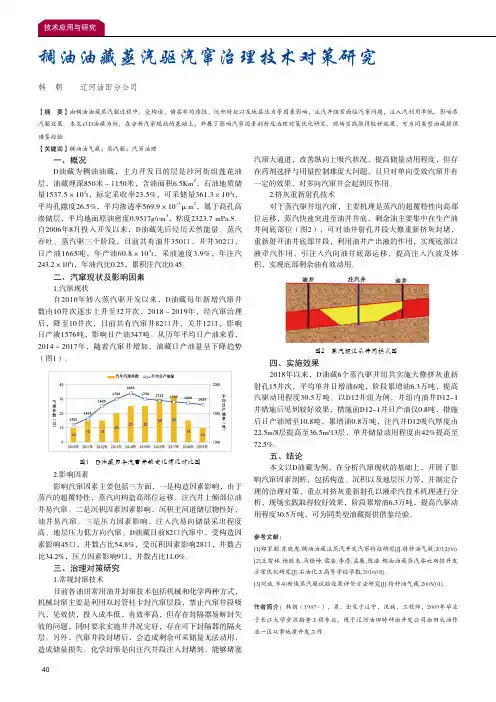 稠油油藏蒸汽驱汽窜治理技术对策研究