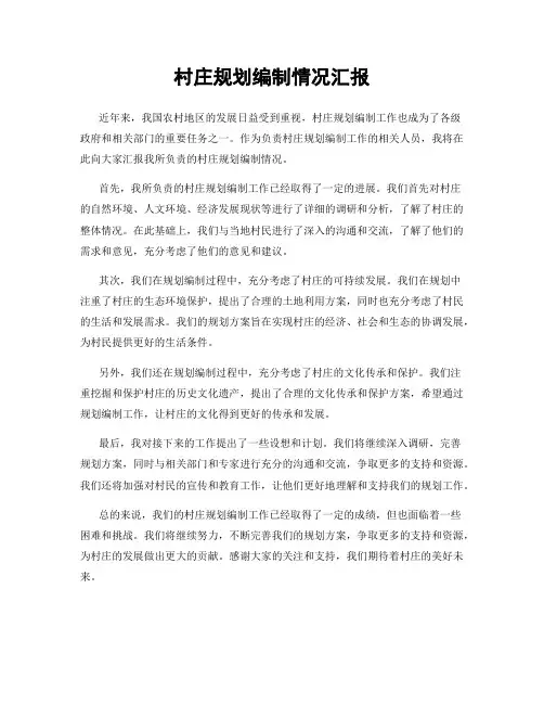 村庄规划编制情况汇报